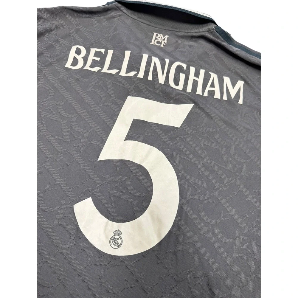 Adidas Real Madrid Polo Jersey Mens 2XL Grey Excellent Bellingham 5 Slim Fit